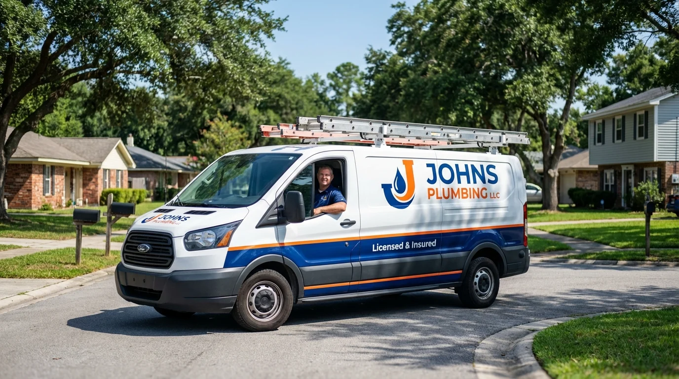 Johns Plumbing LLC service van in Clyde, OH