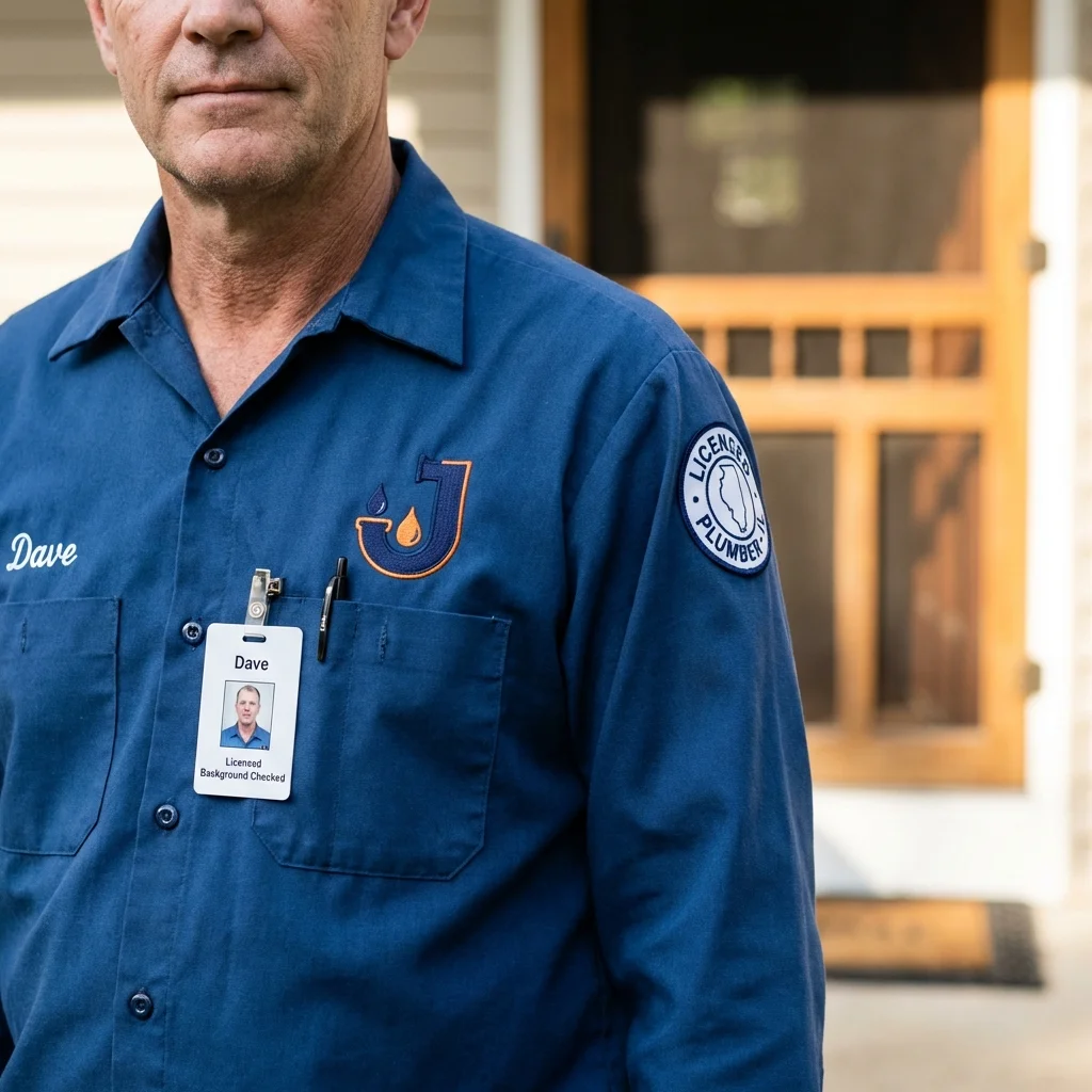 Licensed plumber showing ID badge in Clyde, OH